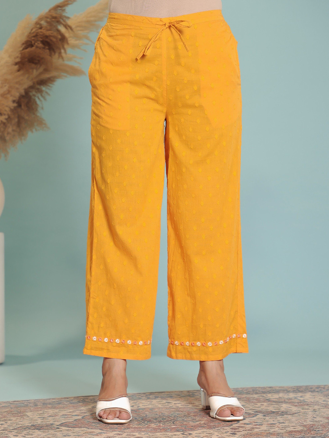 

Aramya Women Straight Ethnic Palazzos, Yellow