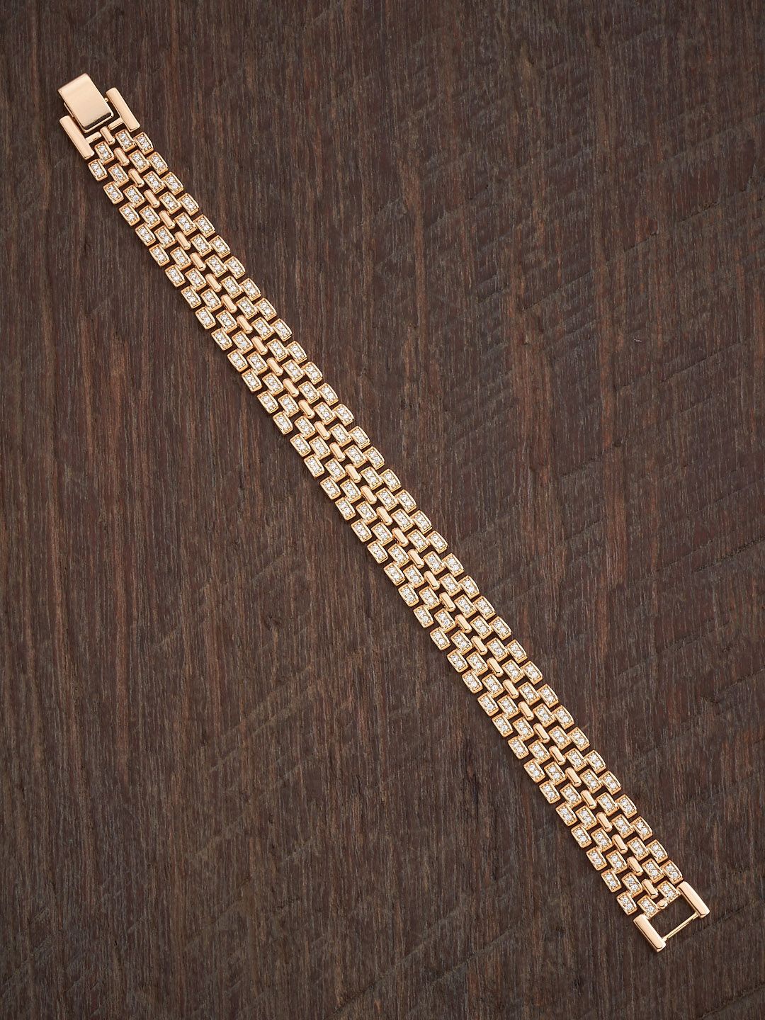 

Kushal's Fashion Jewellery Women Gold-Plated Cubic Zirconia Link Bracelet