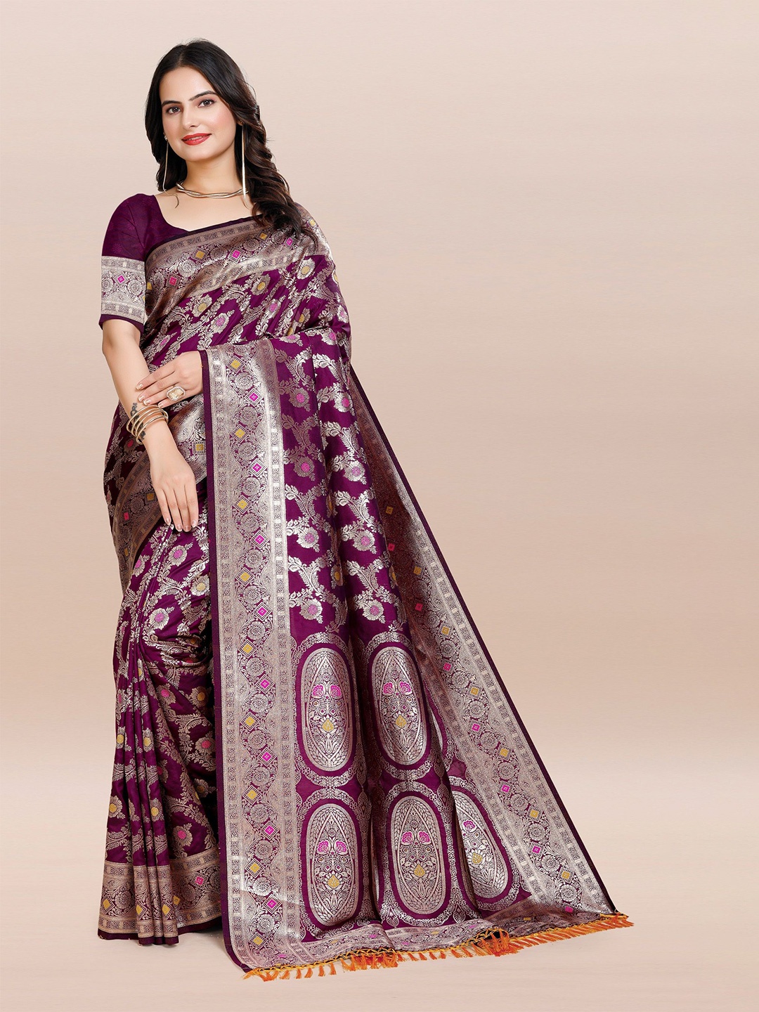 

TORONFRAS Woven Design Zari Banarasi Saree, Lavender