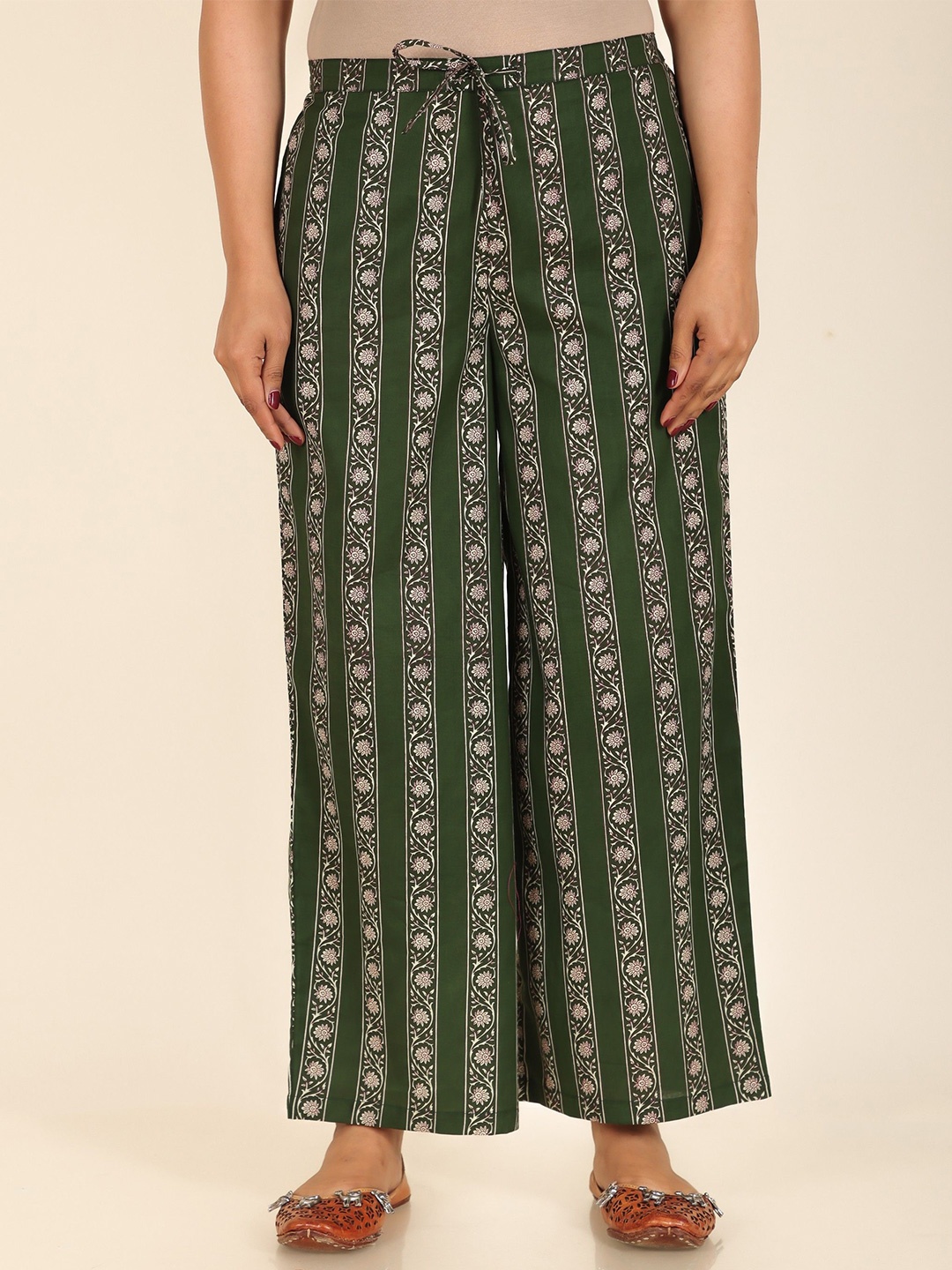 

Aramya Women Floral Printed Cotton Ethnic Palazzos, Green