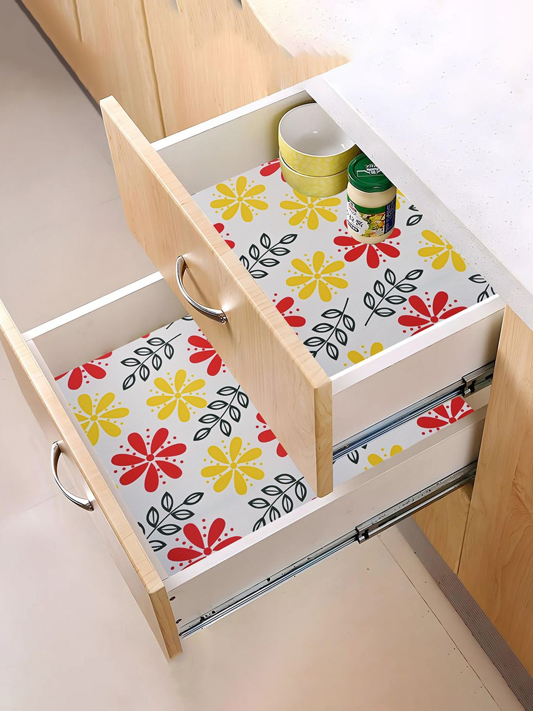 

Kuber Industries Grey Set of 2 Water Resistant 5 Mtr EVA Kitchen Shelf Liner Organisers