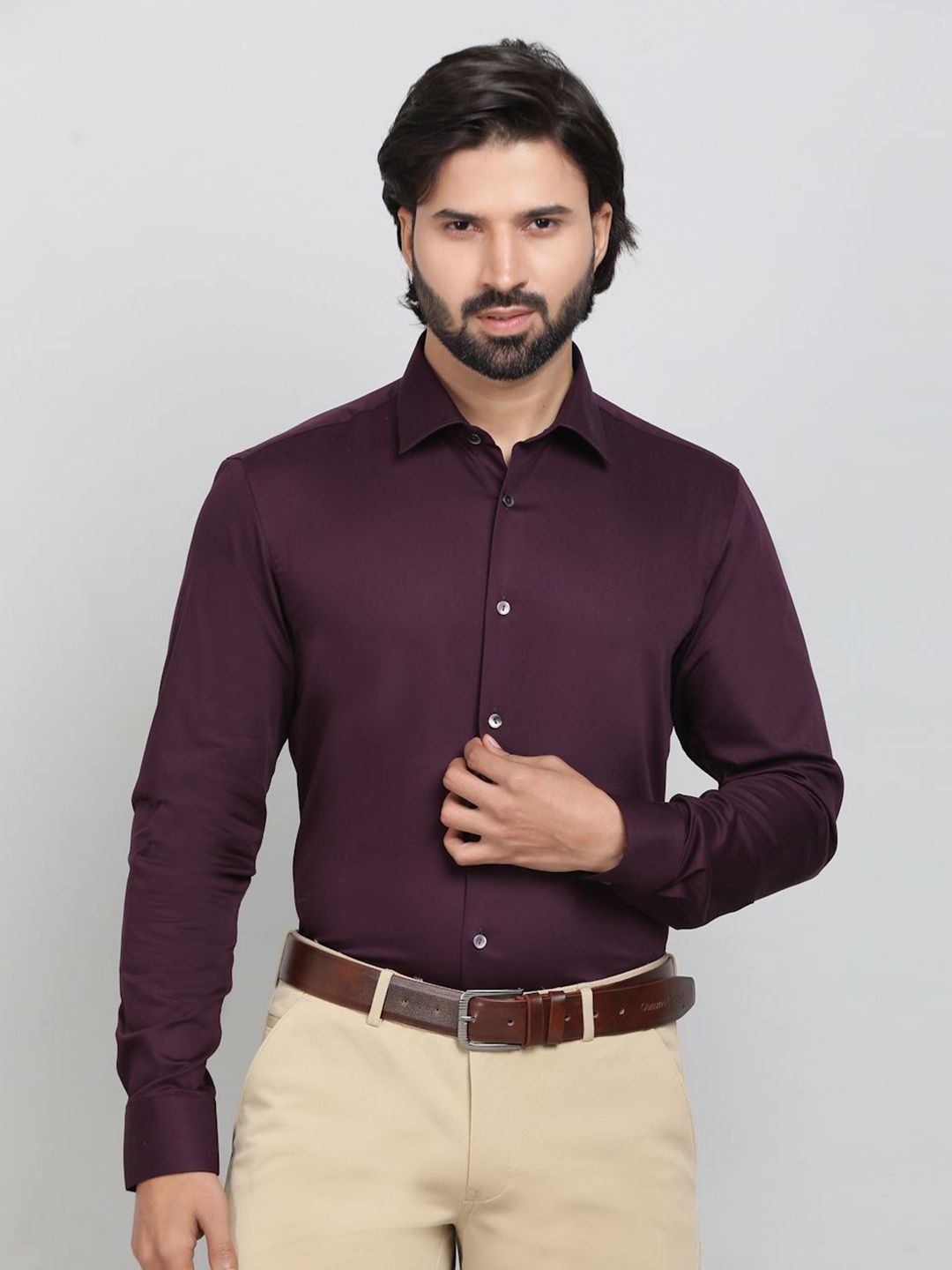 

WYRE Men Slim Fit Opaque Party Shirt, Maroon