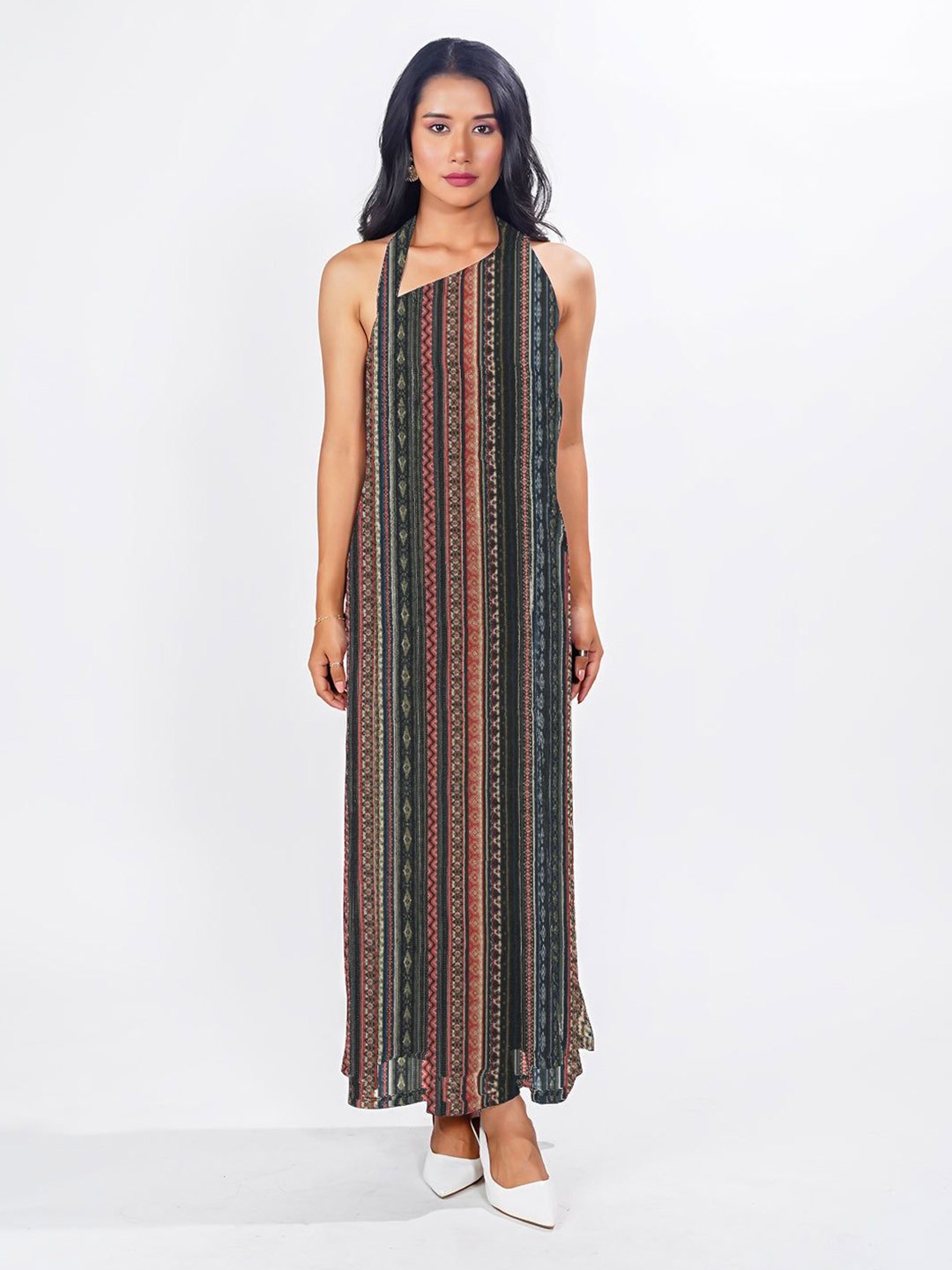 

Zink London Geometric Print Relaxed Fit Maxi Dress, Green