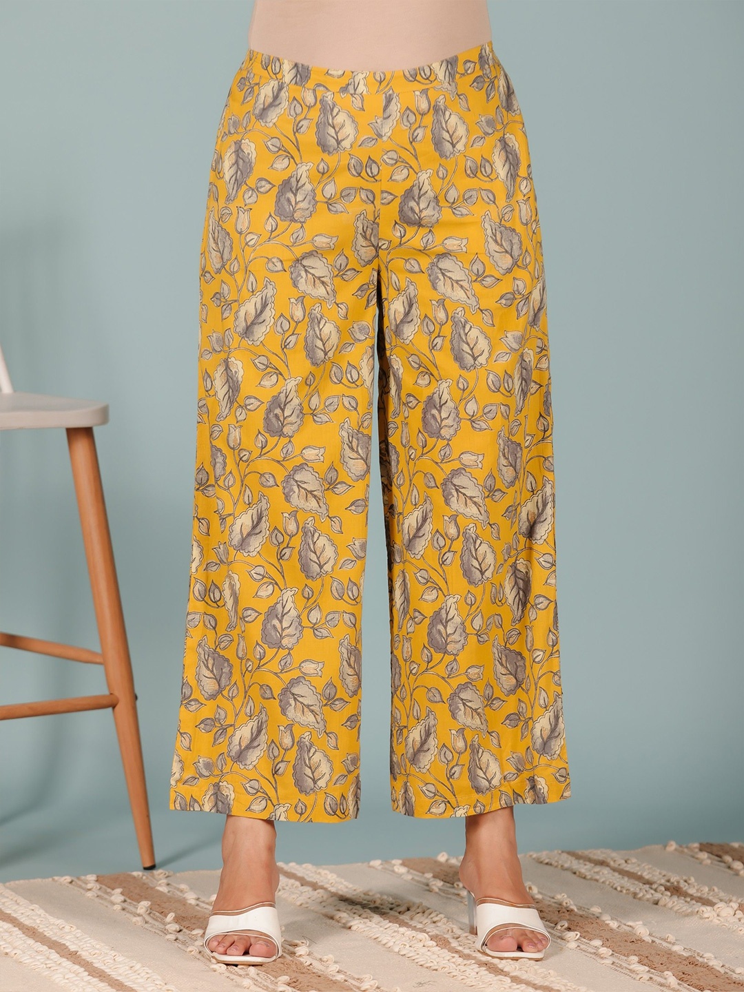 

Aramya Women Floral Printed Ethnic Palazzos, Yellow