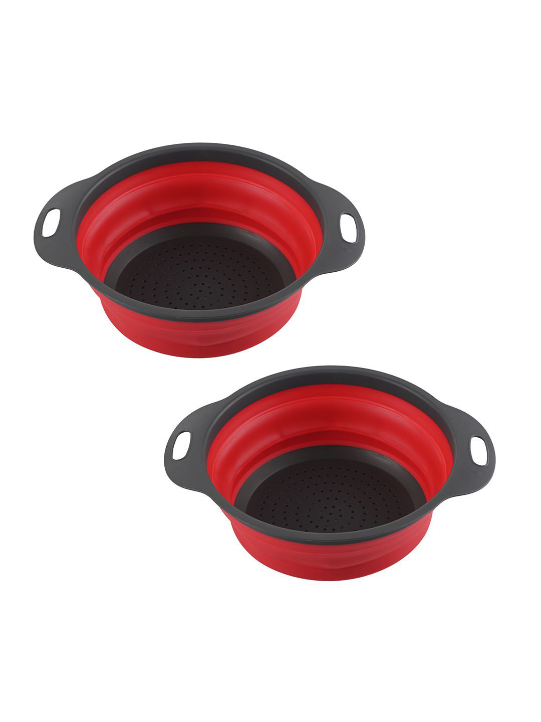 

Kuber Industries 2 Pieces Durable & Lightweight Silicon Kitchen Strainer Red & Black