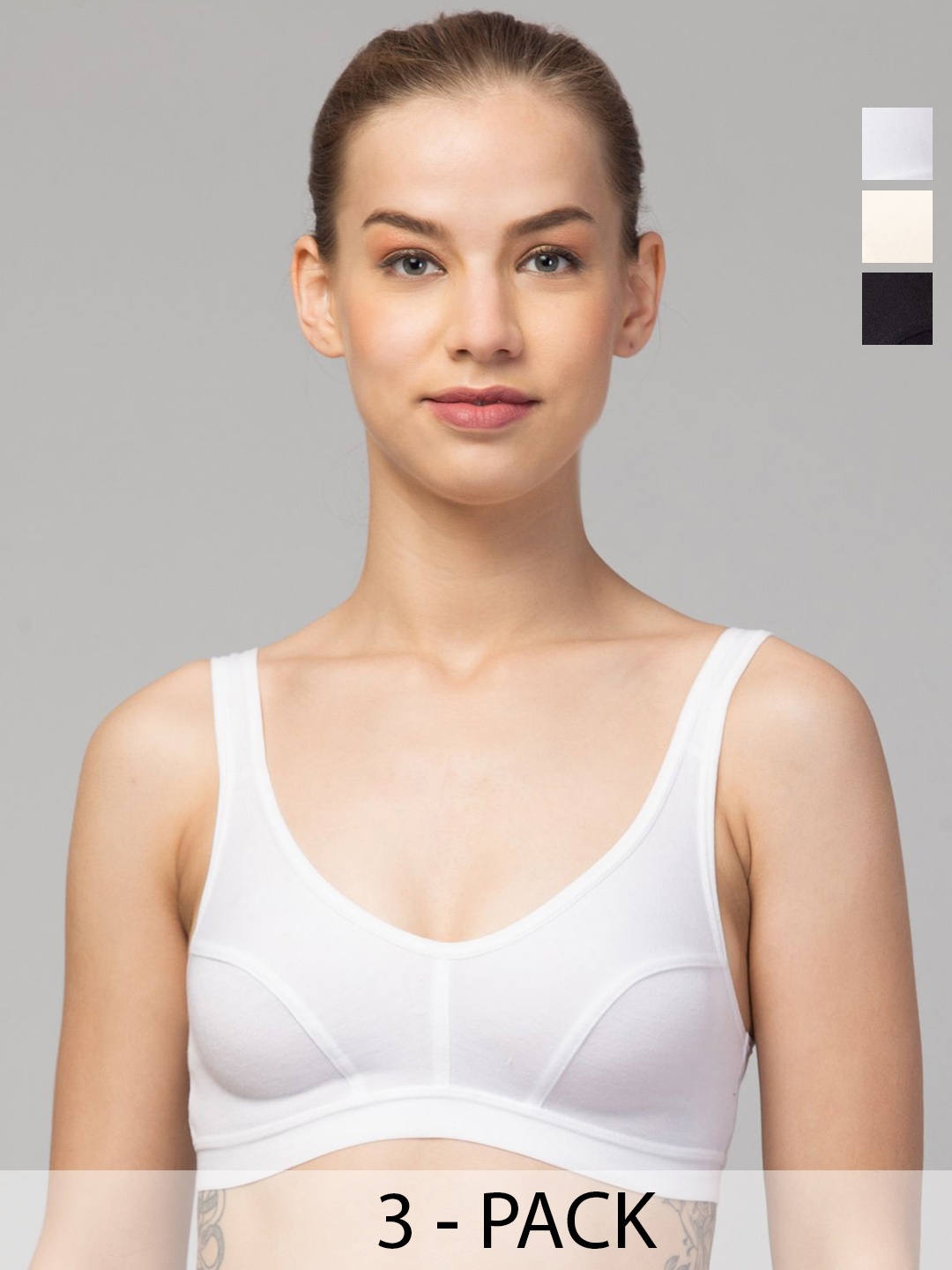 

HIRRUX Full Coverage Cotton Non Padded Bra pack of 3, White