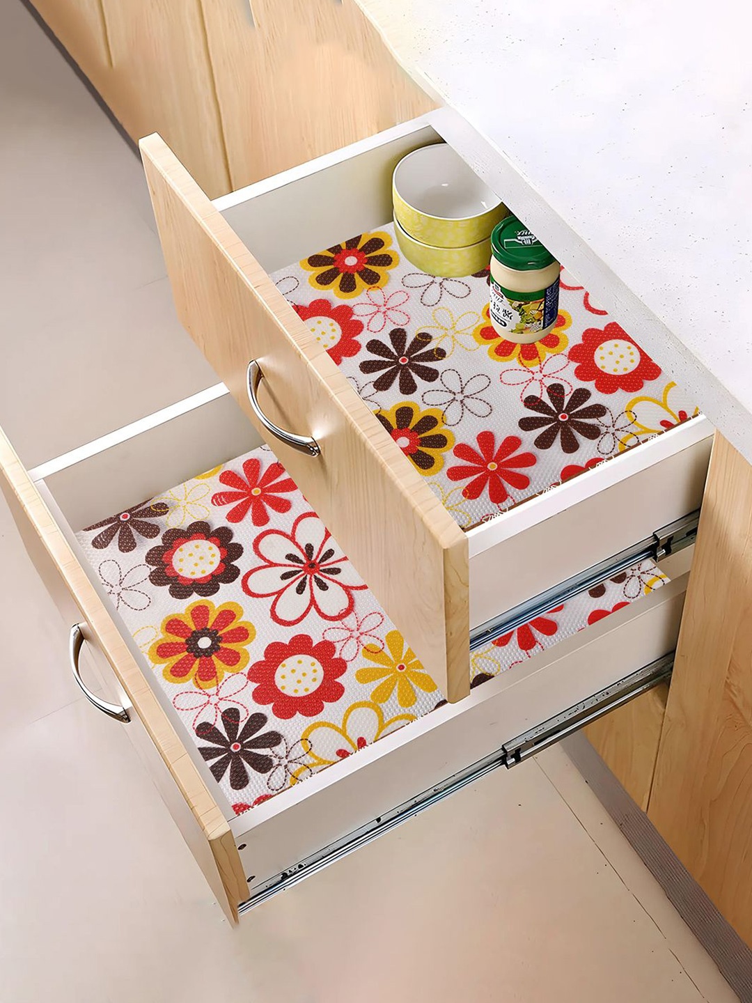 

Kuber Industries Grey Set of 2 Water Resistant 10 Mtr EVA Kitchen Shelf Liner Organisers