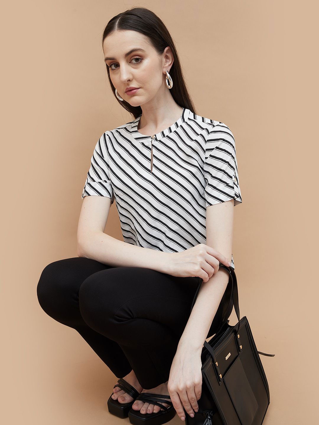 

CODE by Lifestyle Women Stripes Top, Off white