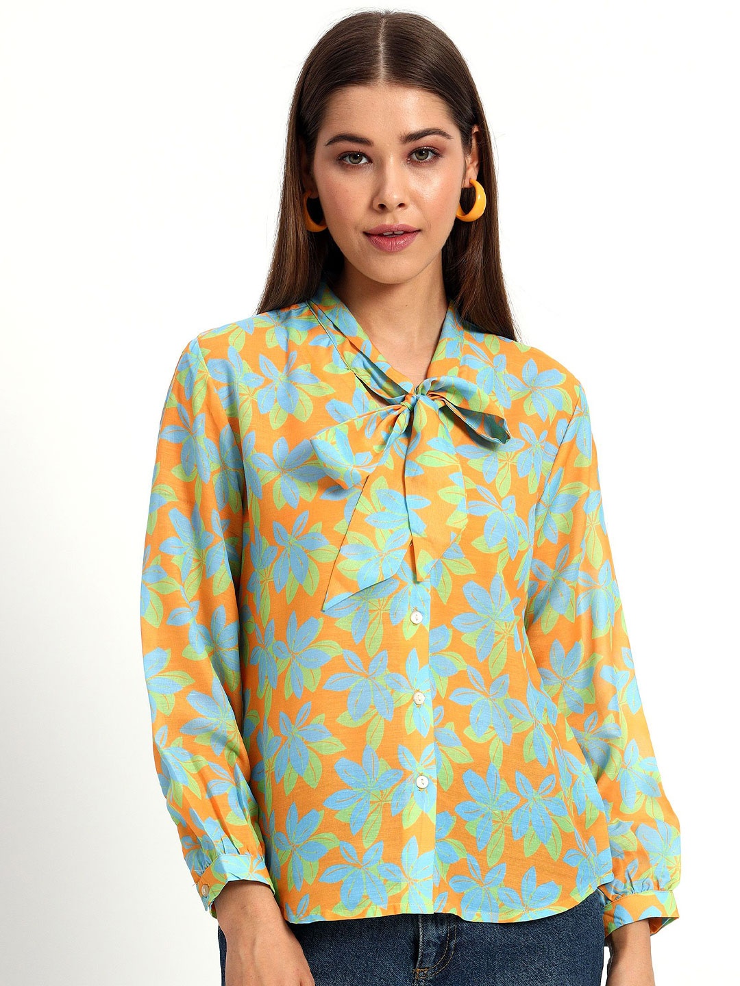 

Peikh Women Classic Floral Opaque Printed Casual Shirt, Yellow