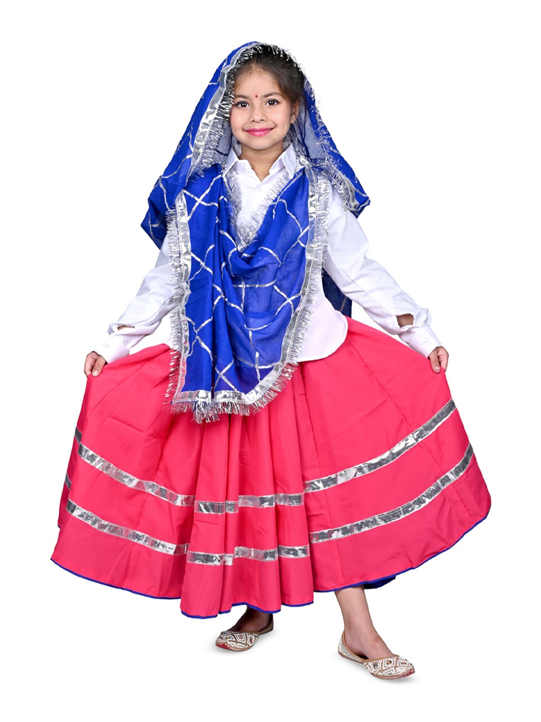 

itsmycostume Girls Ready to Wear Lehenga & Blouse With Dupatta, White