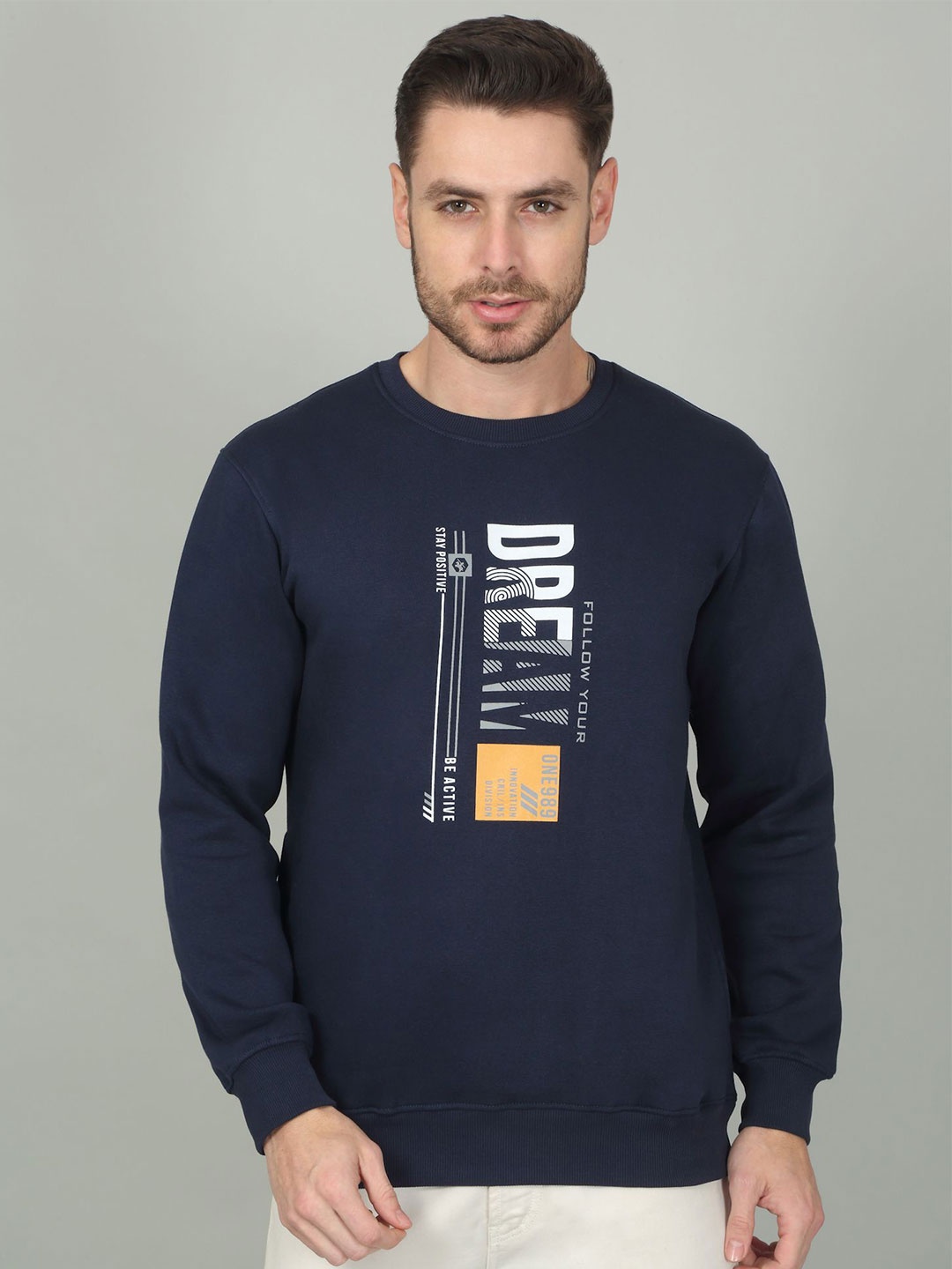 

Cantabil Men Typography Printed Sweatshirt, Blue