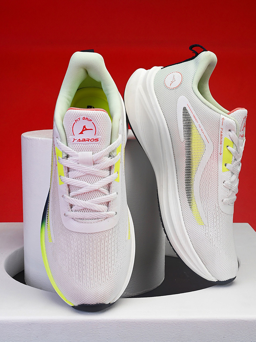 

ABROS Men King Mesh Running Shoes, Off white