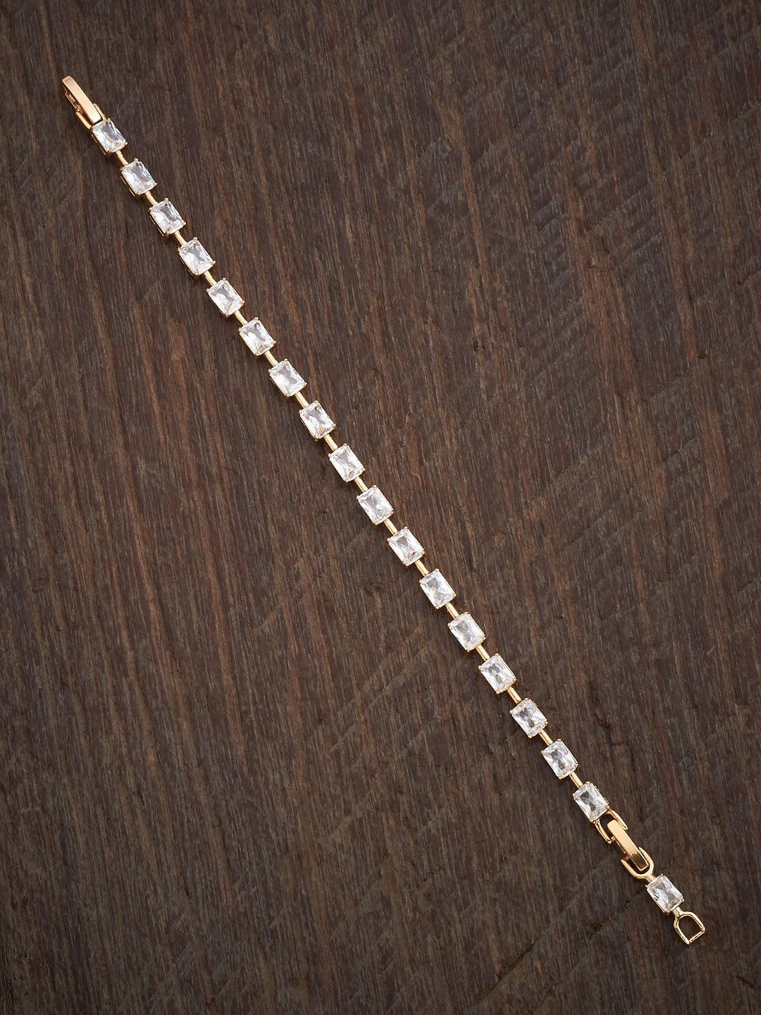 

Kushal's Fashion Jewellery Women Gold Plated Cubic Zirconia Link Bracelet