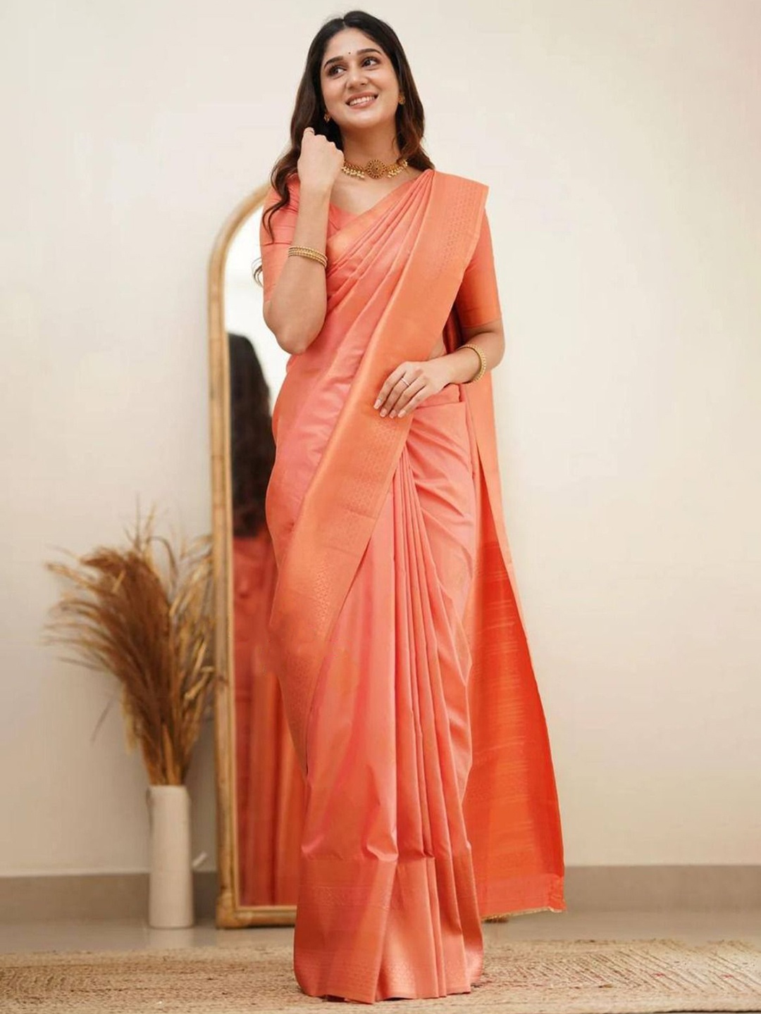 

Anouk Silk Blend Saree, Peach