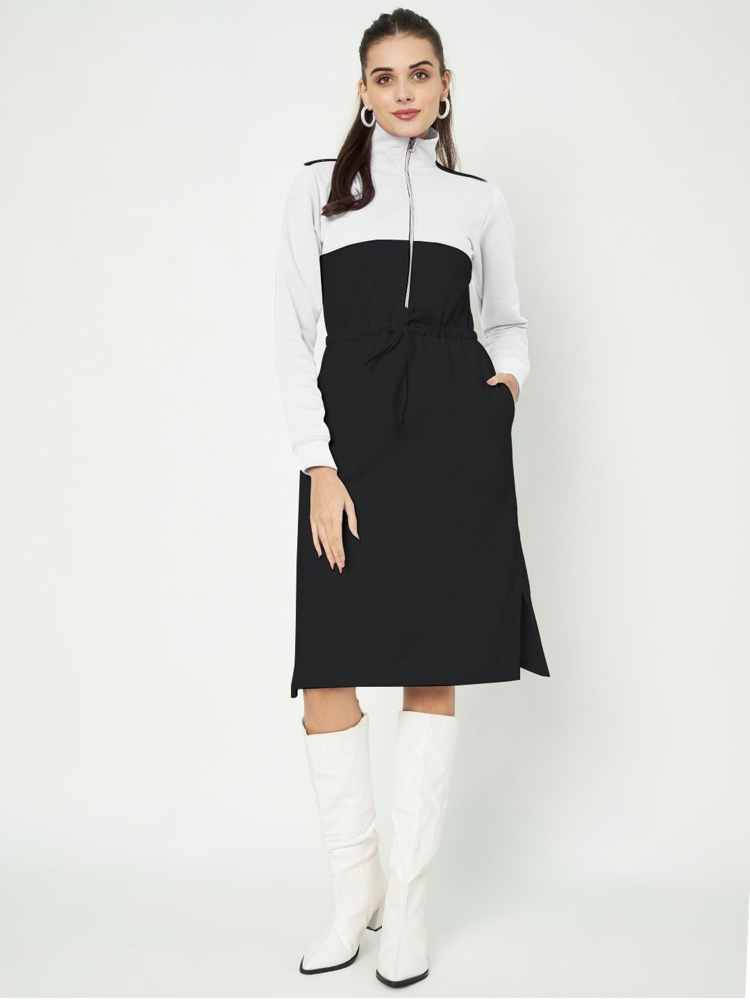 

BRINNS Women Colourblocked A-Line Dress, Black