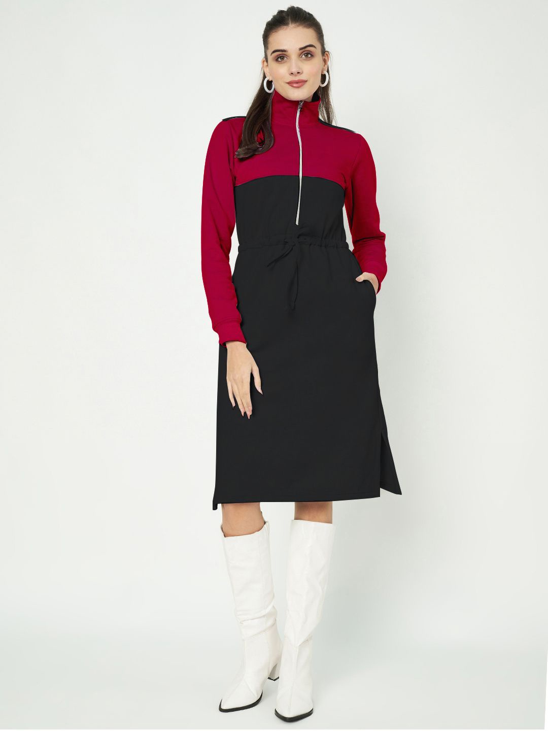 

BRINNS Colourblocked A-Line Midi Dress, Black