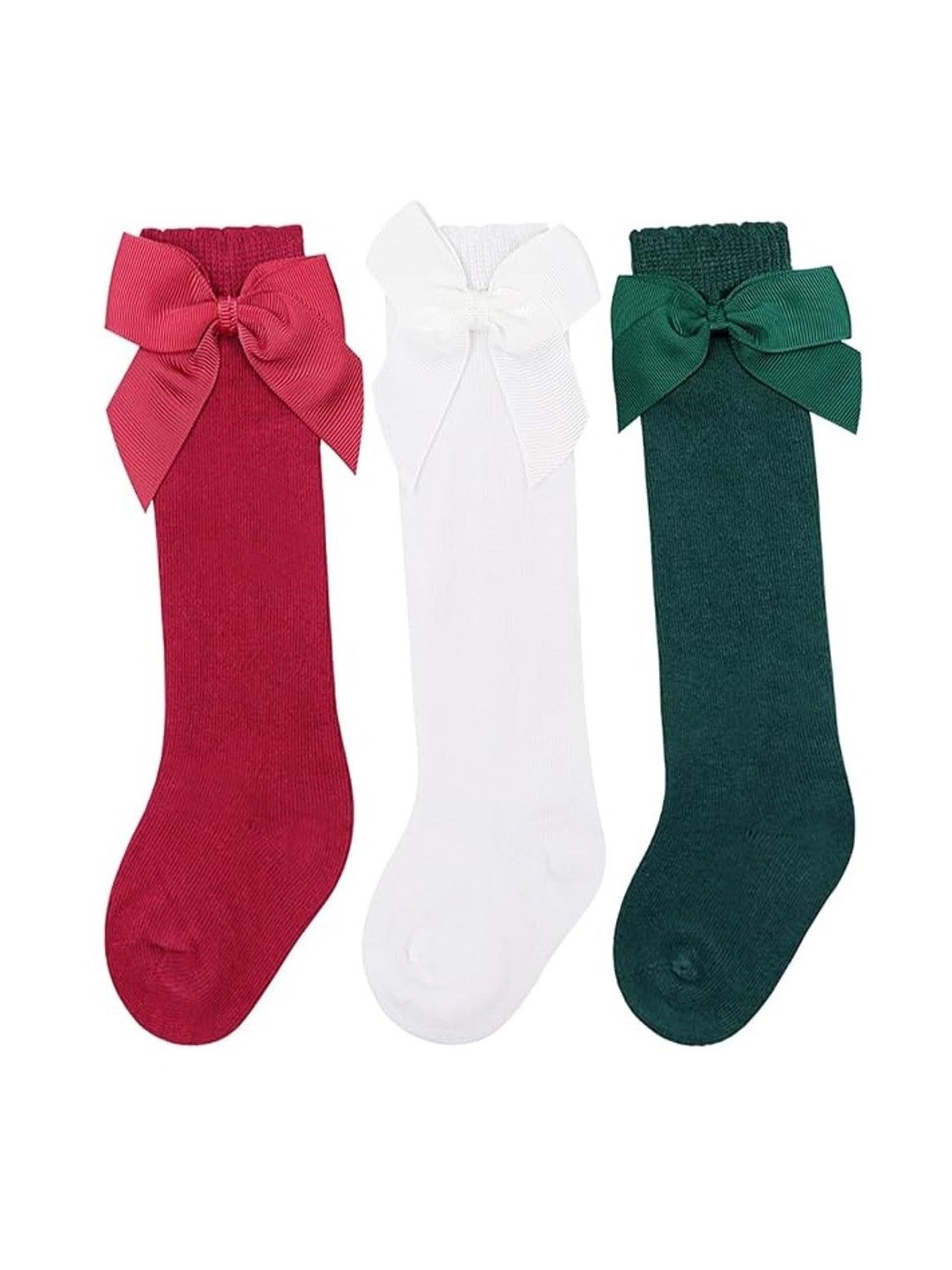 

EL REGALO Girls Pack Of 3 Calf Length Socks, Red