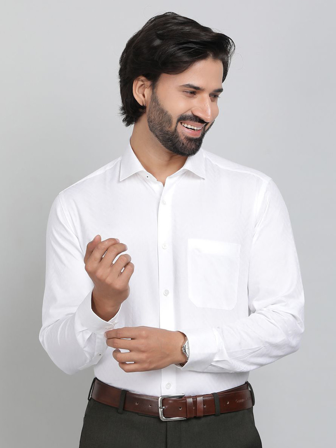 

METAL Men Slim Fit Opaque Formal Shirt, White