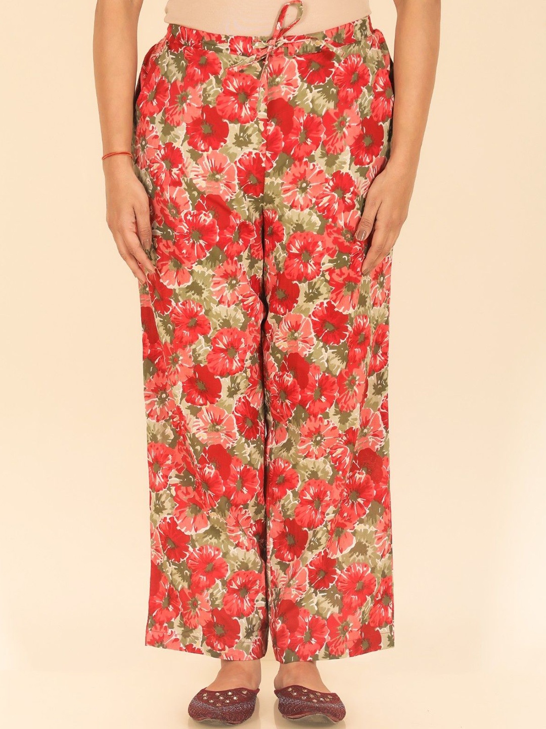 

Aramya Women Floral Printed Cotton Ethnic Palazzos, Red