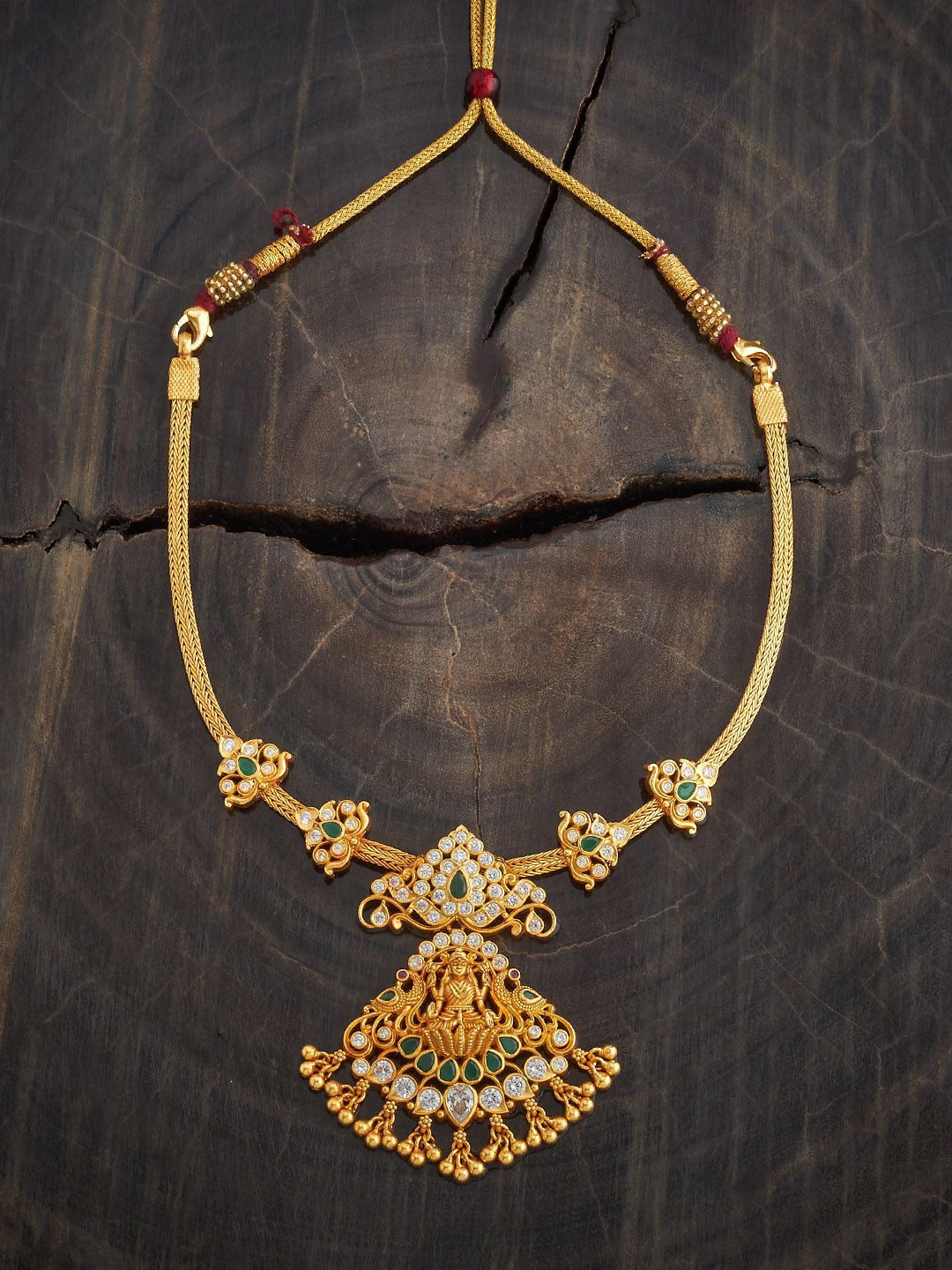 

Kushal's Fashion Jewellery Sterling Silver Gold-Plated Temple Necklace