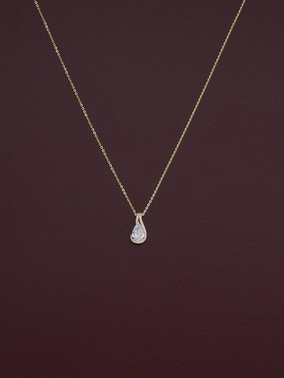 

Kushal's Fashion Jewellery 92.5 Pure Silver Gold-Plated Cubic Zirconia Stone Studded Chain