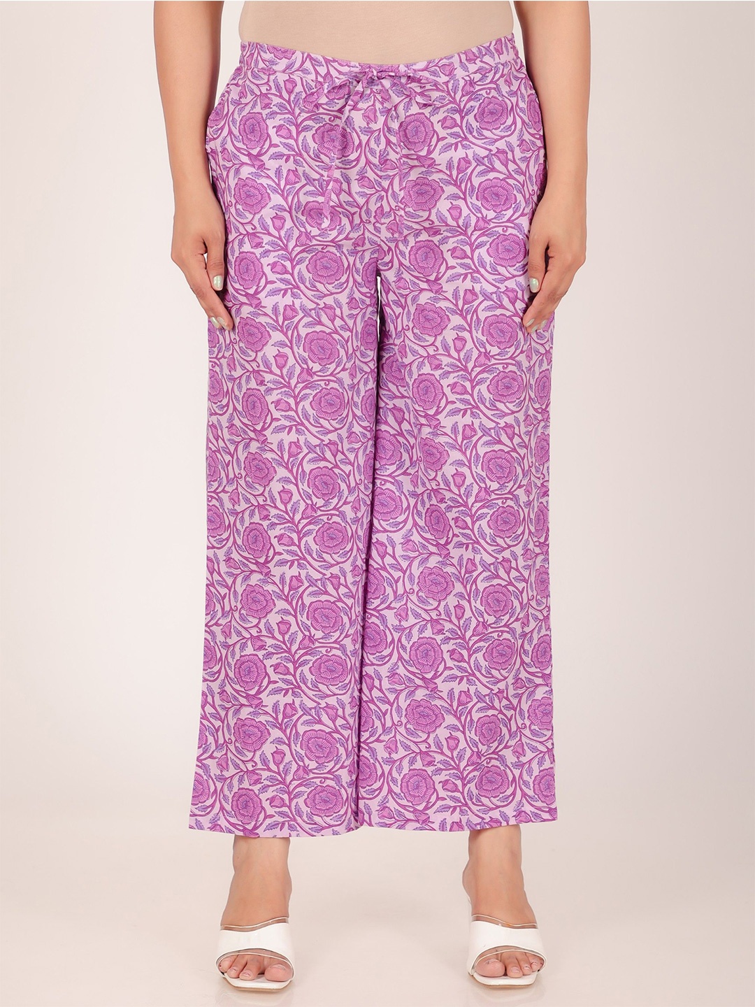 

Aramya Women Floral Printed Cotton Ethnic Palazzos, Purple