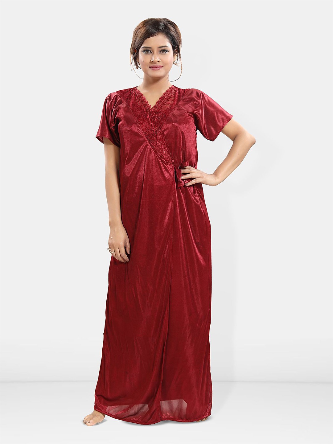 

Be You Women Maxi Nightdress, Maroon