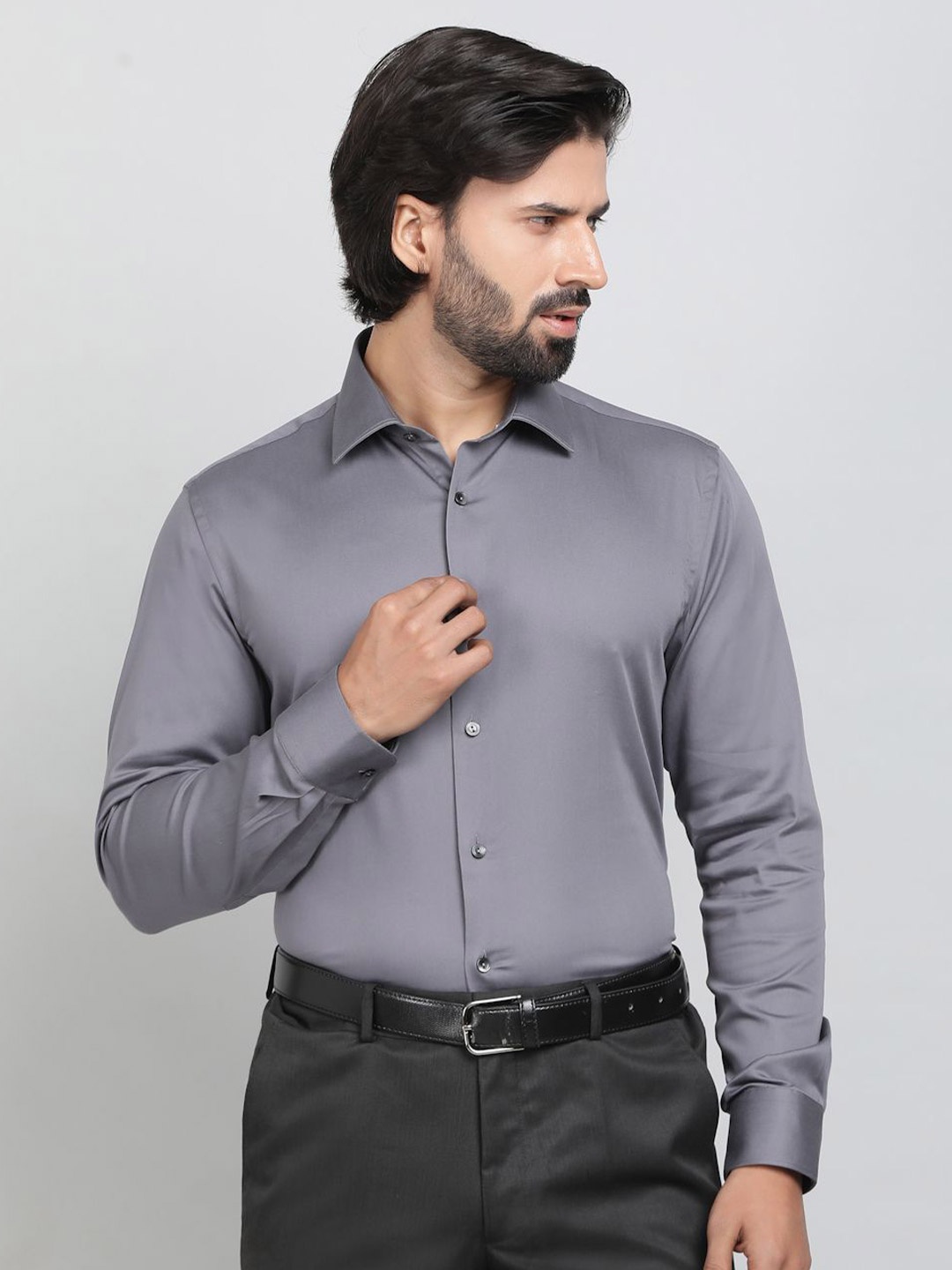 

WYRE Men Slim Fit Opaque Party Shirt, Grey