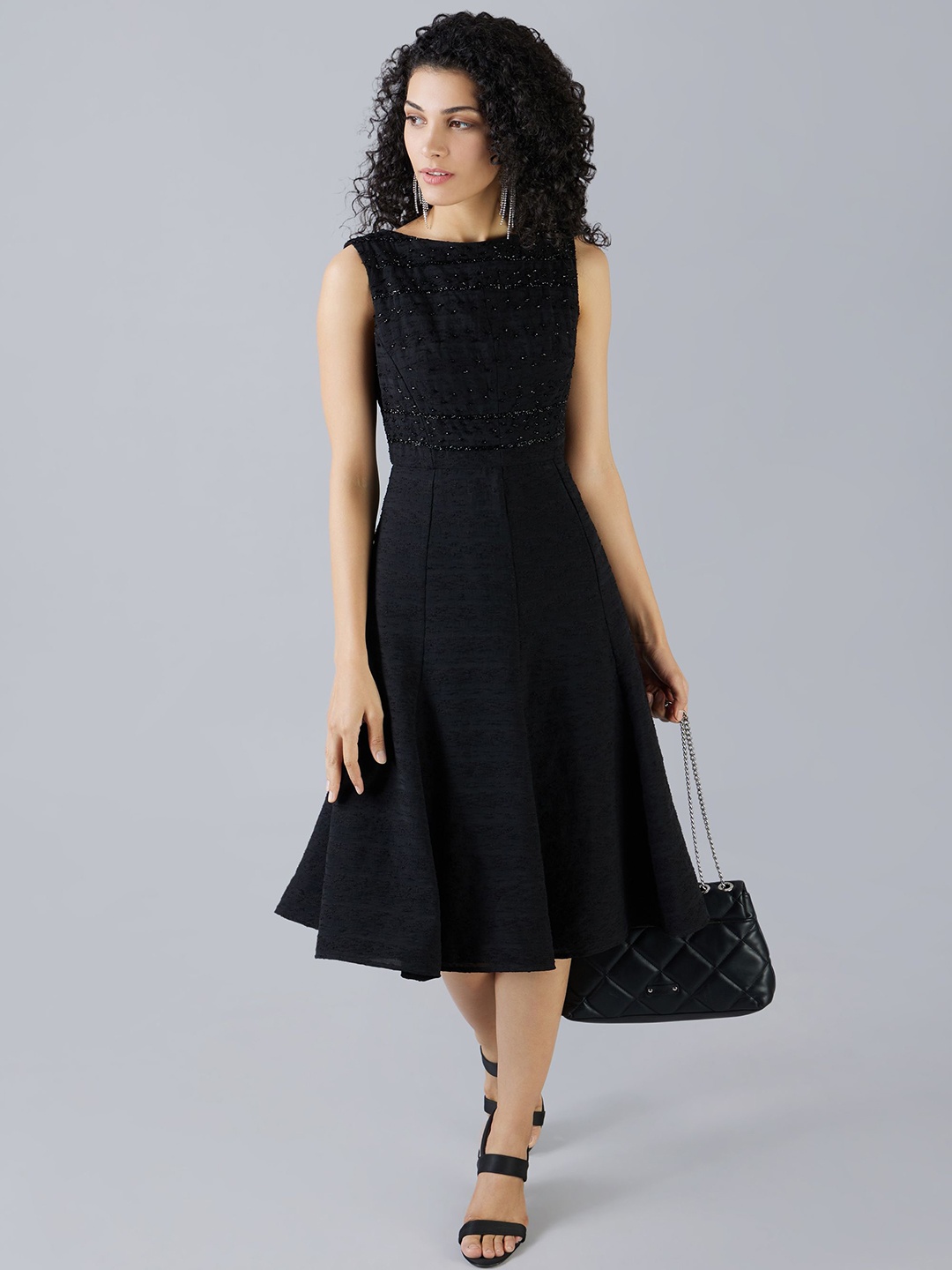 

MISH X Formal Fit & Flare Dress, Black