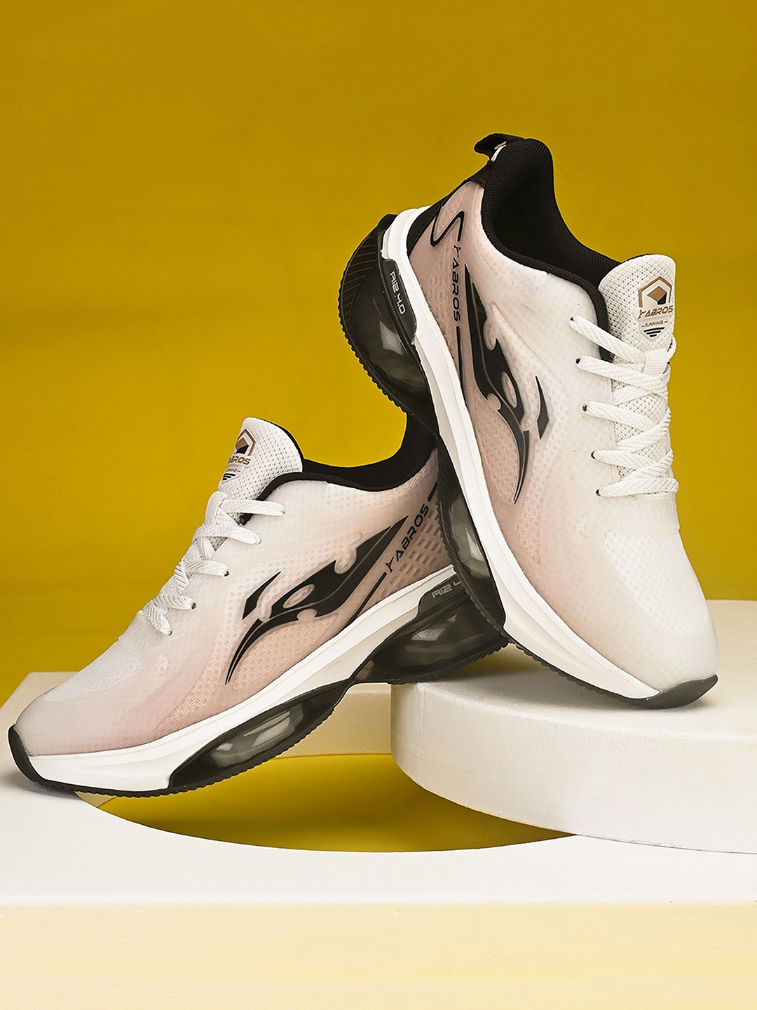 

ABROS Men Mesh Running Shoes, Off white