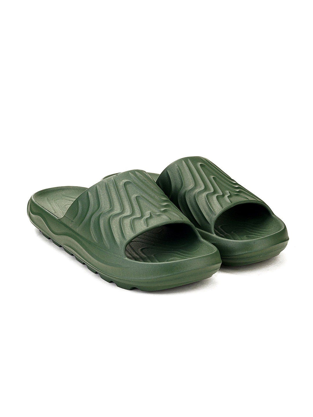 

Hoppa Men Sliders Flip Flops, Olive