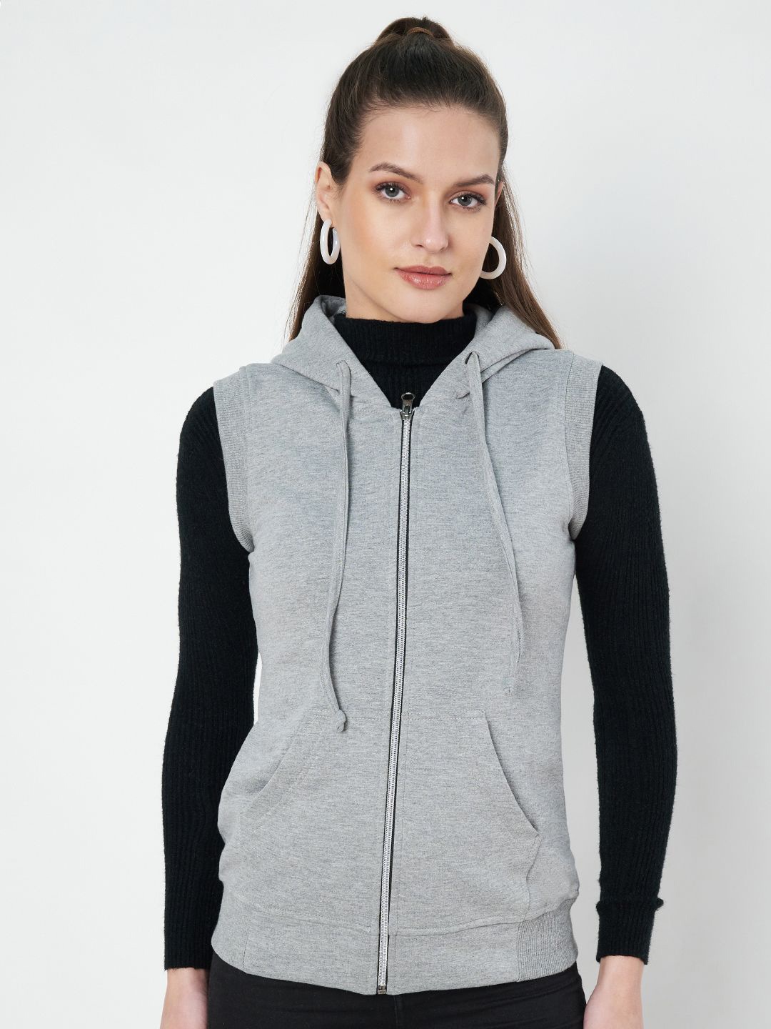 

BRINNS Women Hooded Sweatshirt, Grey melange