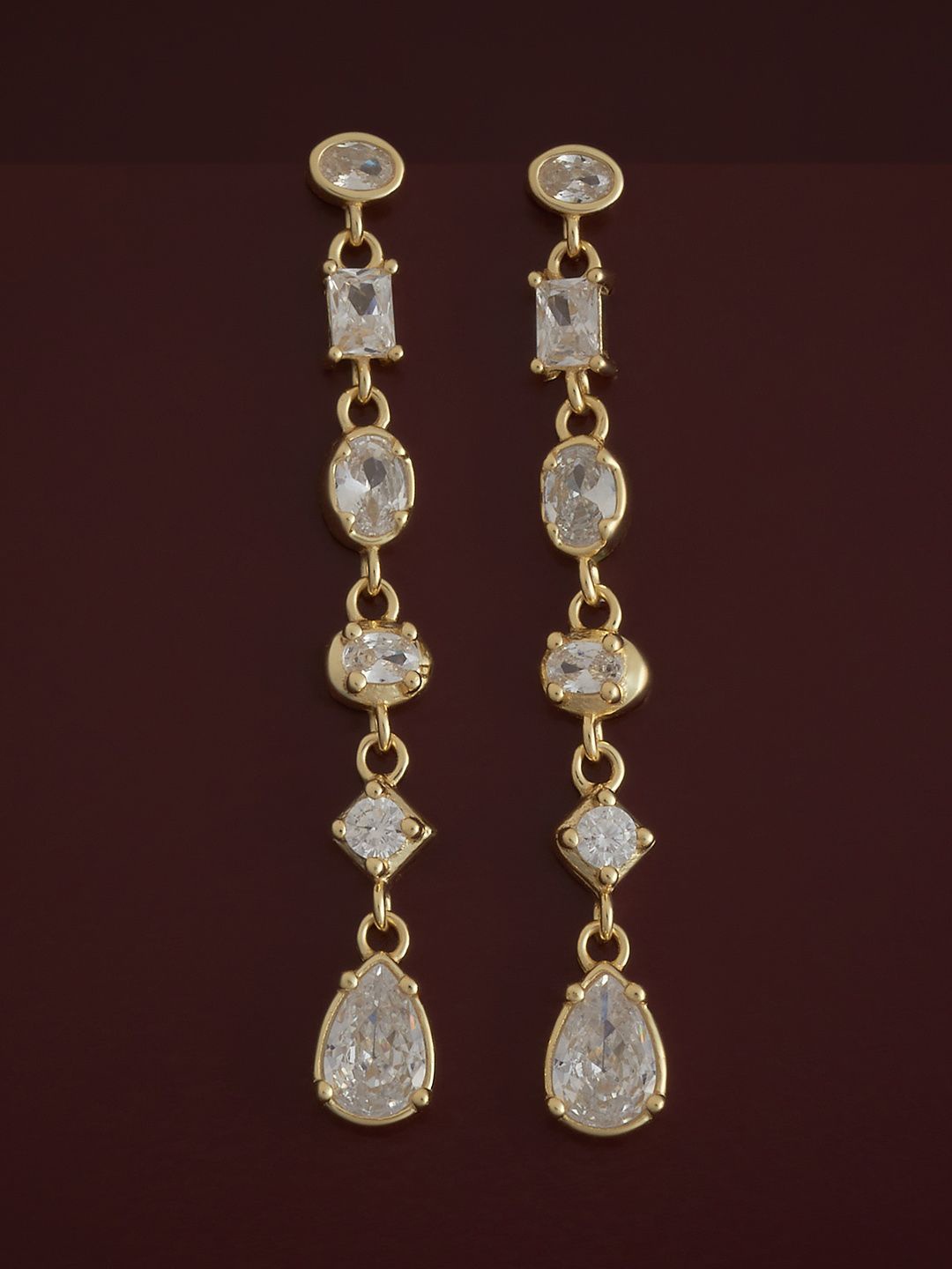 

Kushal's Fashion Jewellery 92.5 Sterling Silver Gold-Plated Teardrop Shaped Drop Earrings