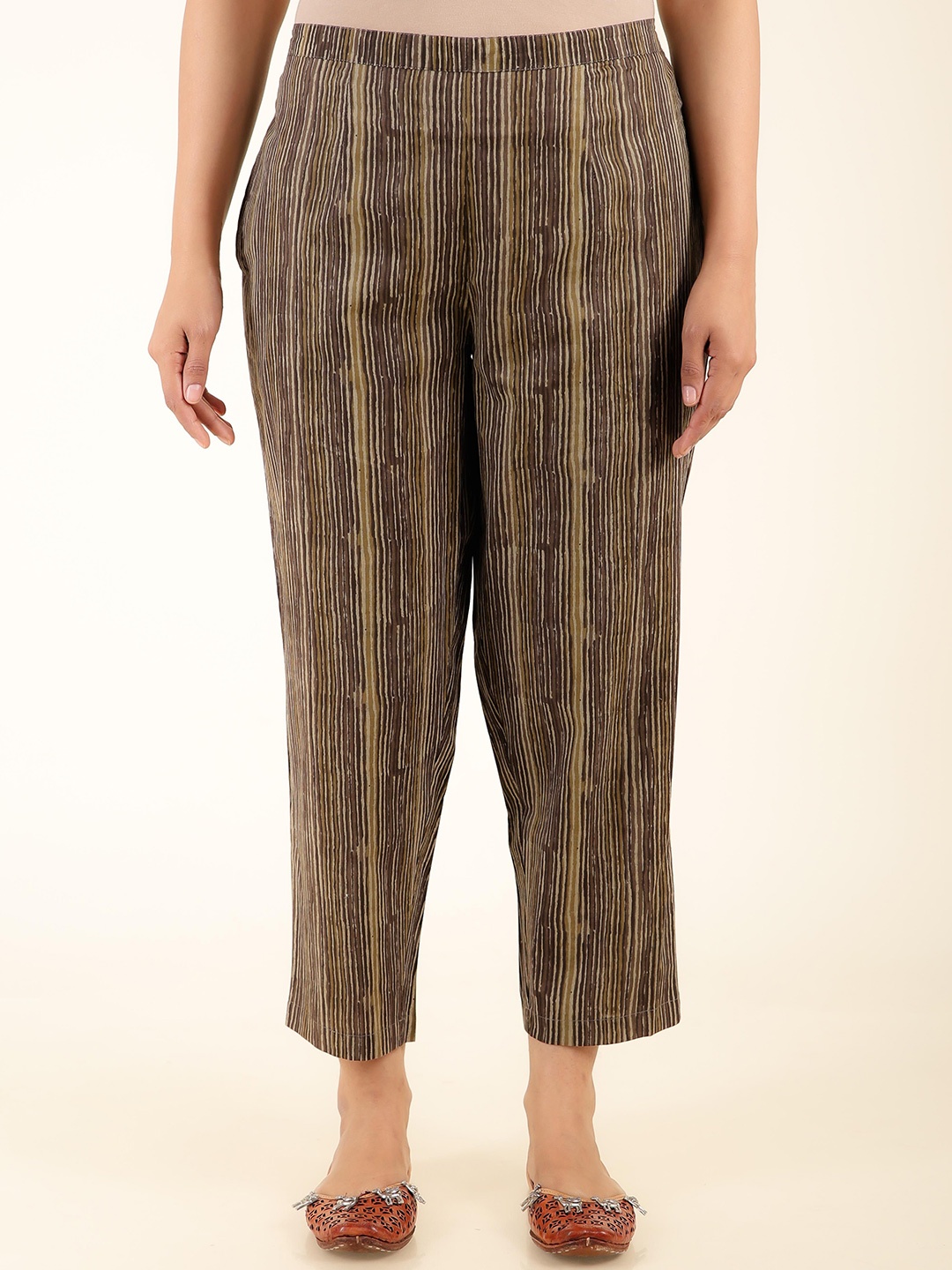 

Aramya Women Striped Ethnic Cotton Palazzos, Grey