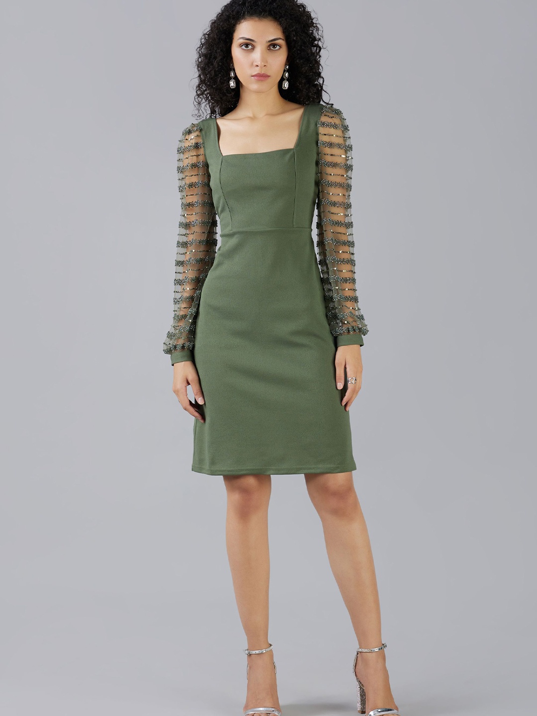 

MISH X Scuba A-Line Dress, Olive