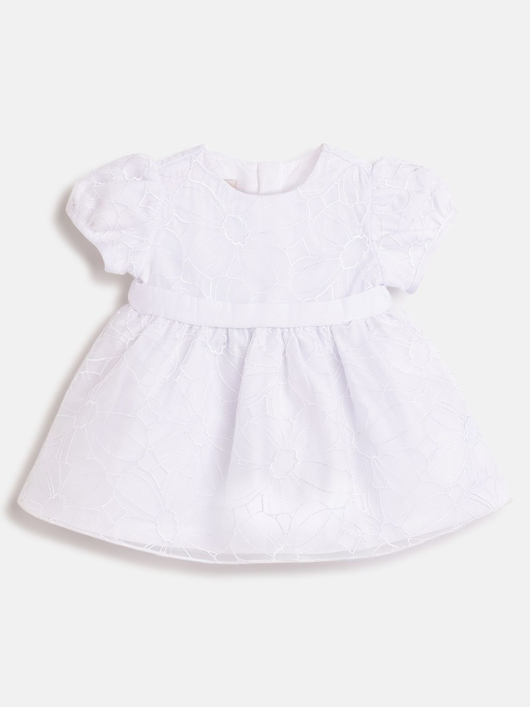 

Chicco Floral Embroidered A-Line Dress, White