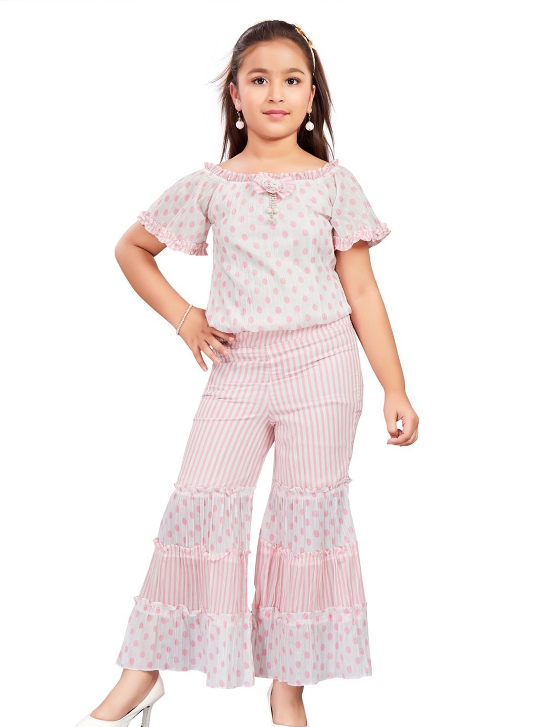 

Lei-Chie Girls Printed Top with Pyjamas, Pink