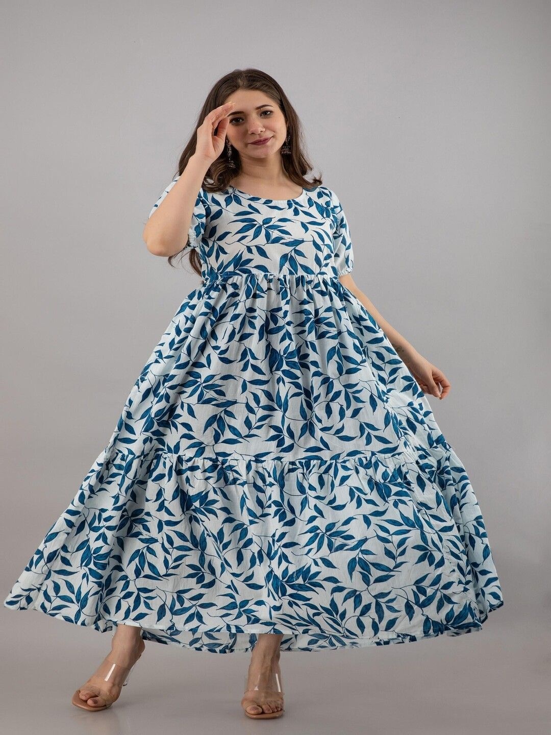 

Malia Floral Print Fit & Flare Maxi Dress, White