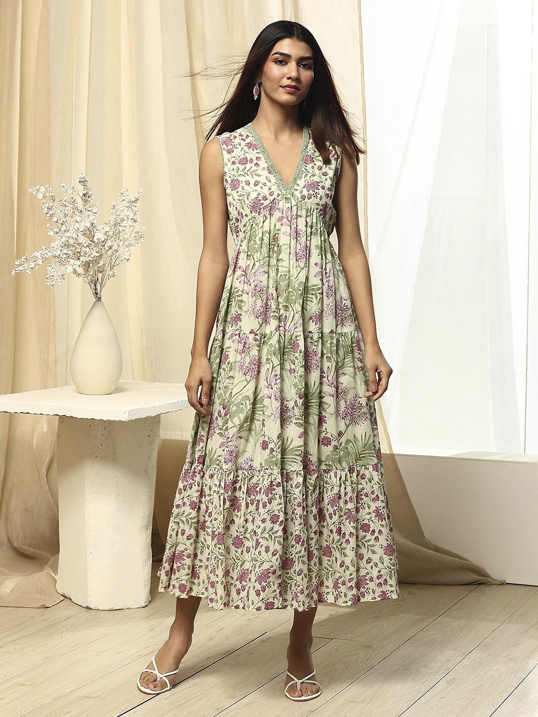 

Biba Floral Print Maxi Dress, Off white