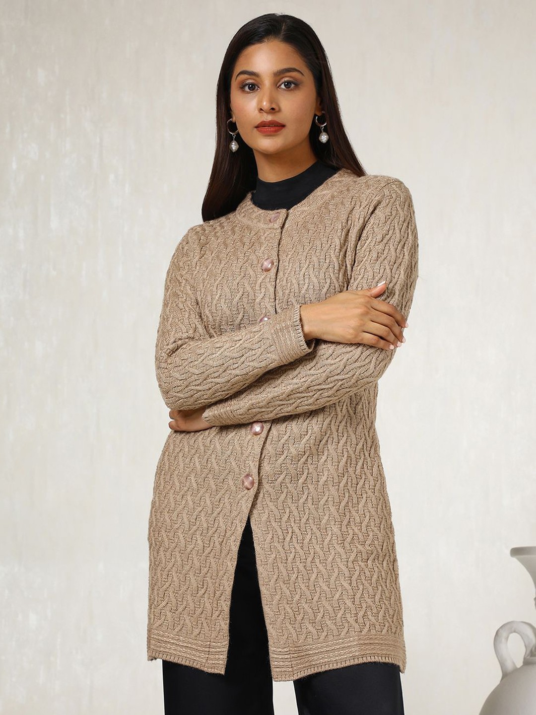 

Soch Women Longline Cardigan, Beige