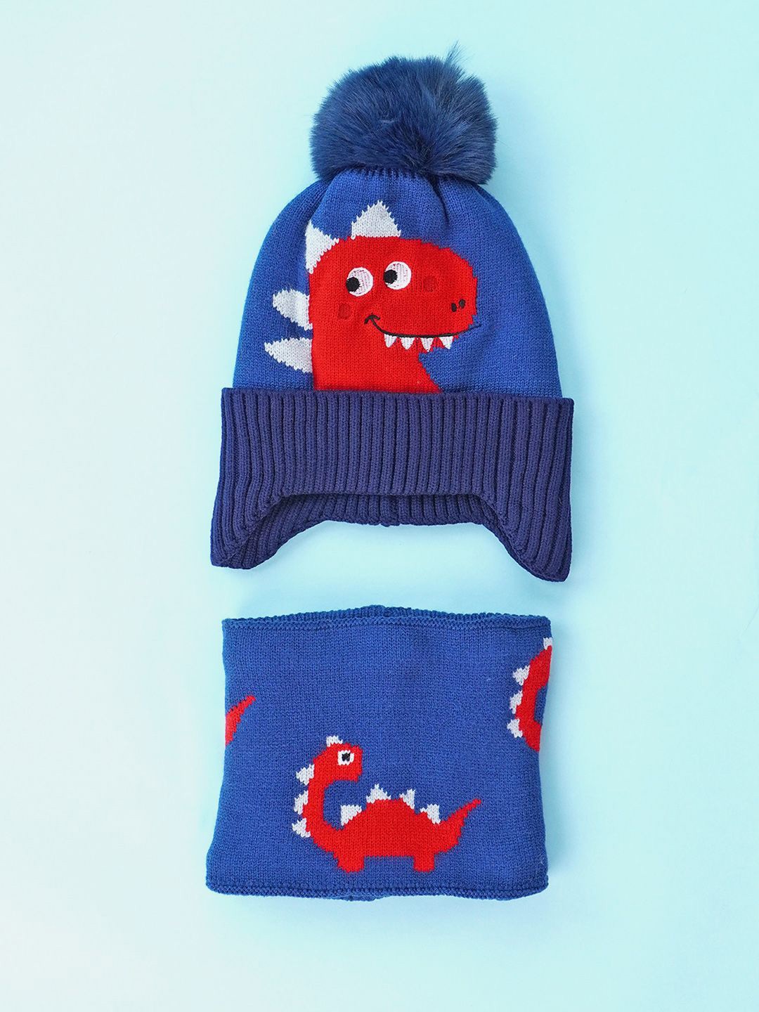 

Little Surprise Box LLP Kids 2 pcs Winter Cap & Neck Cuff Style Muffler, Red