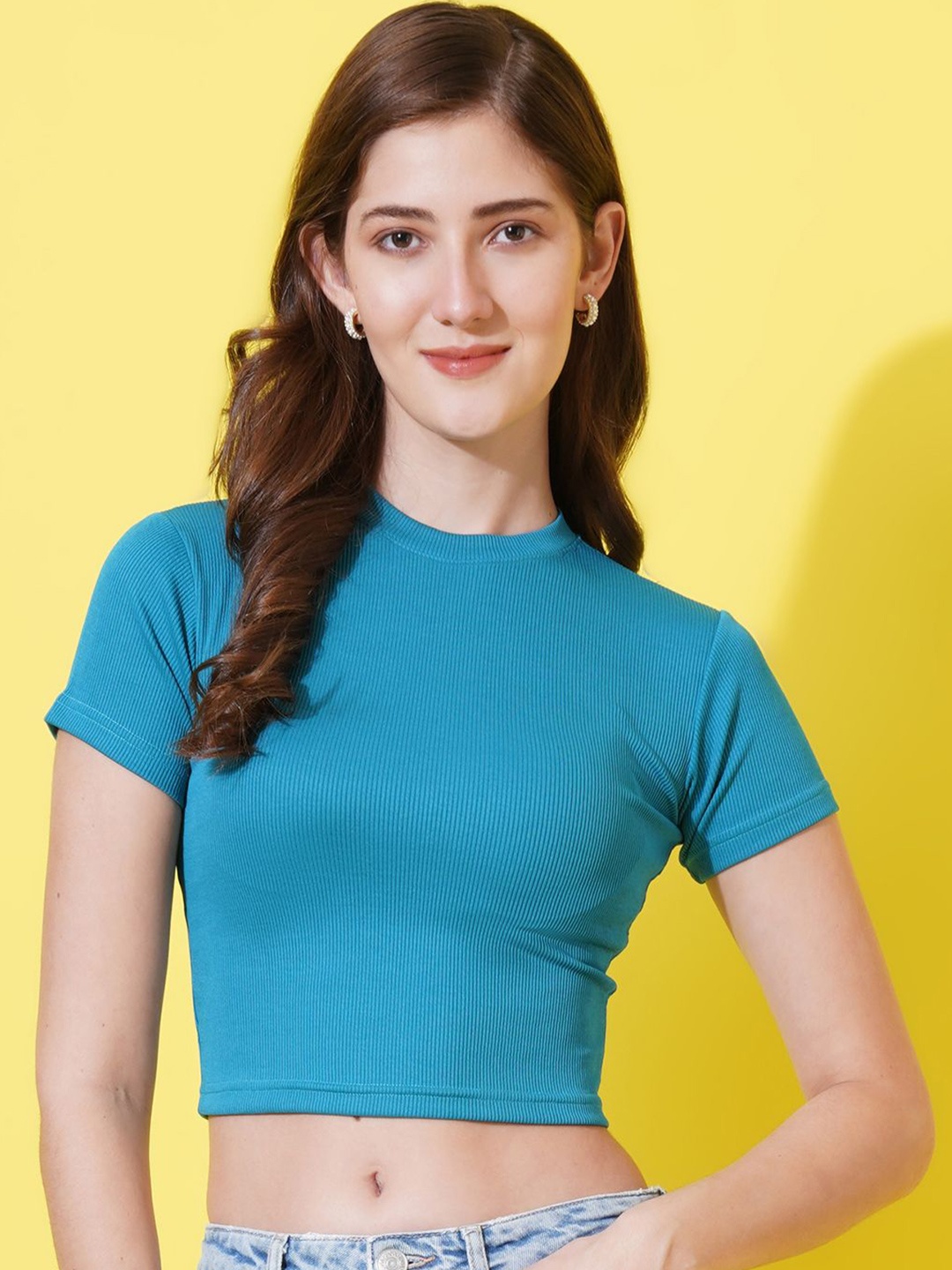 

Moda Rapido Crepe Crop Top, Blue