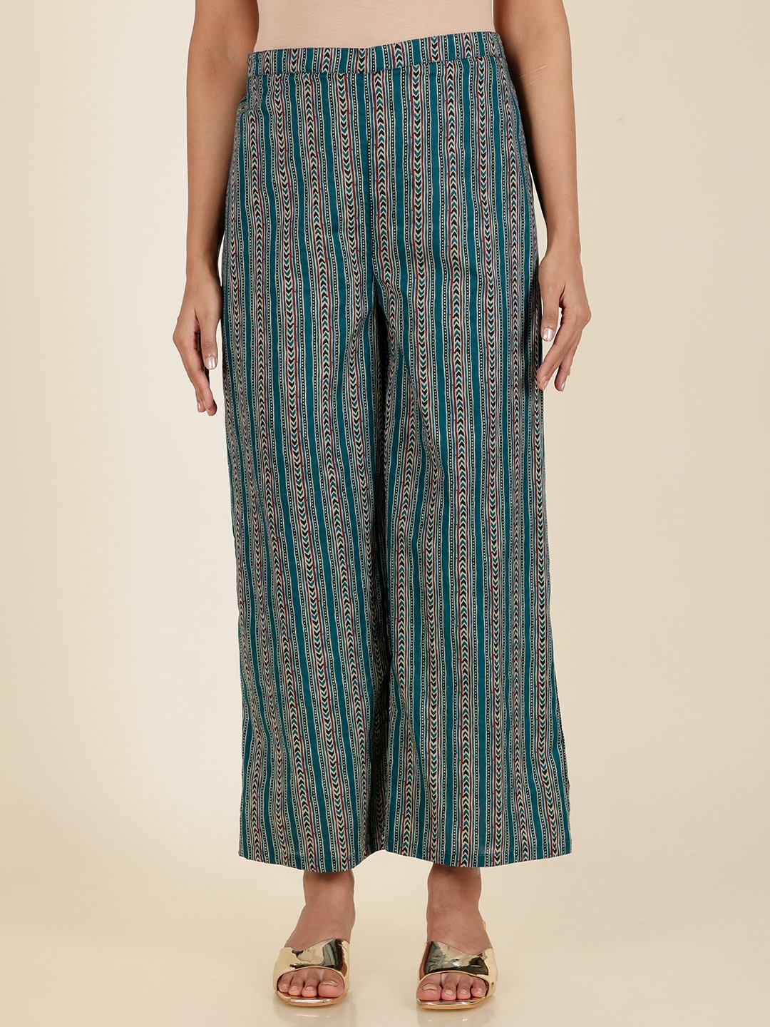 

Aramya Women Striped Cotton Ethnic Palazzos, Blue