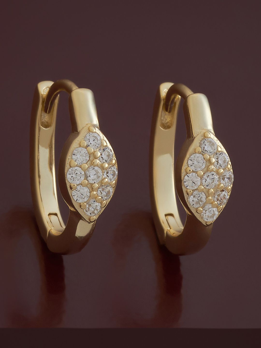 

Kushal's Fashion Jewellery 92.5 Sterling Silver Gold Plated Zircon Spherical Hoop Earrings