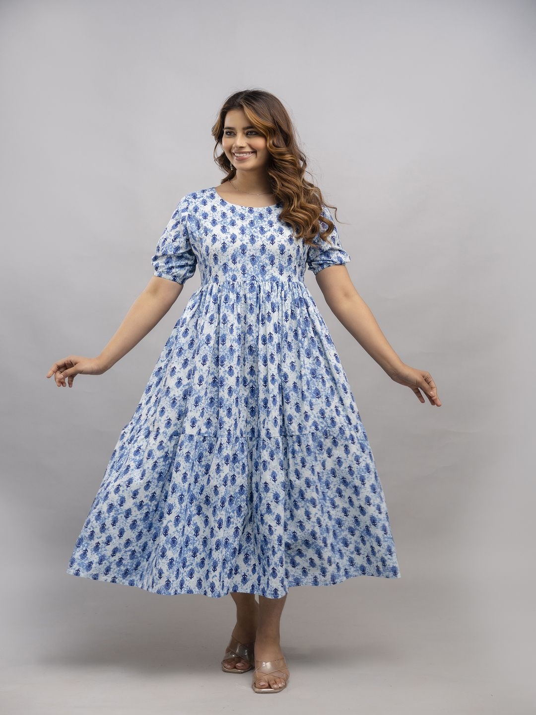 

Malia Floral Print Fit & Flare Maxi Dress, Blue