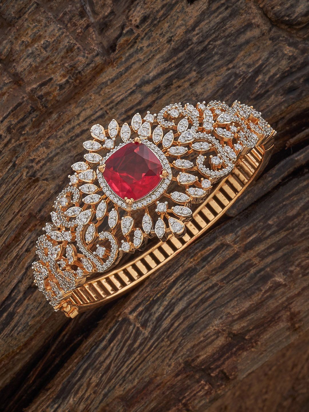 

Kushal's Fashion Jewellery Women Gold-Plated Casual Zircon Kada Bracelet