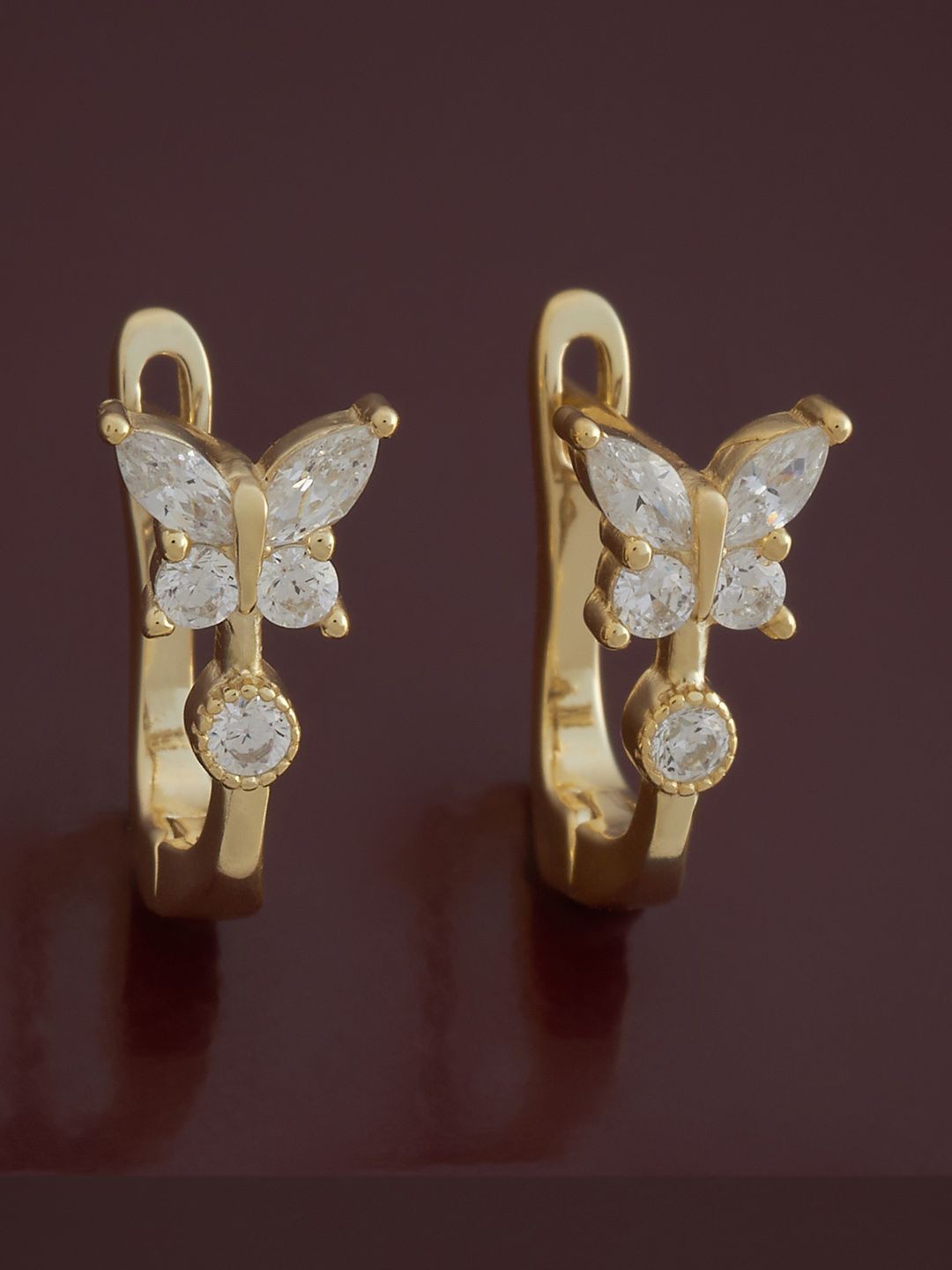 

Kushal's Fashion Jewellery 92.5 Sterling Silver Gold Plated Zircon Spherical Hoop Earrings