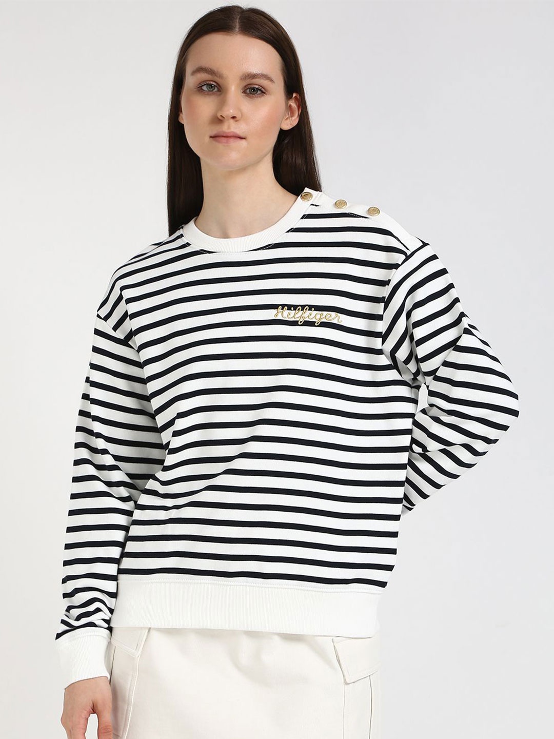 

Tommy Hilfiger Women Striped Sweatshirt, White