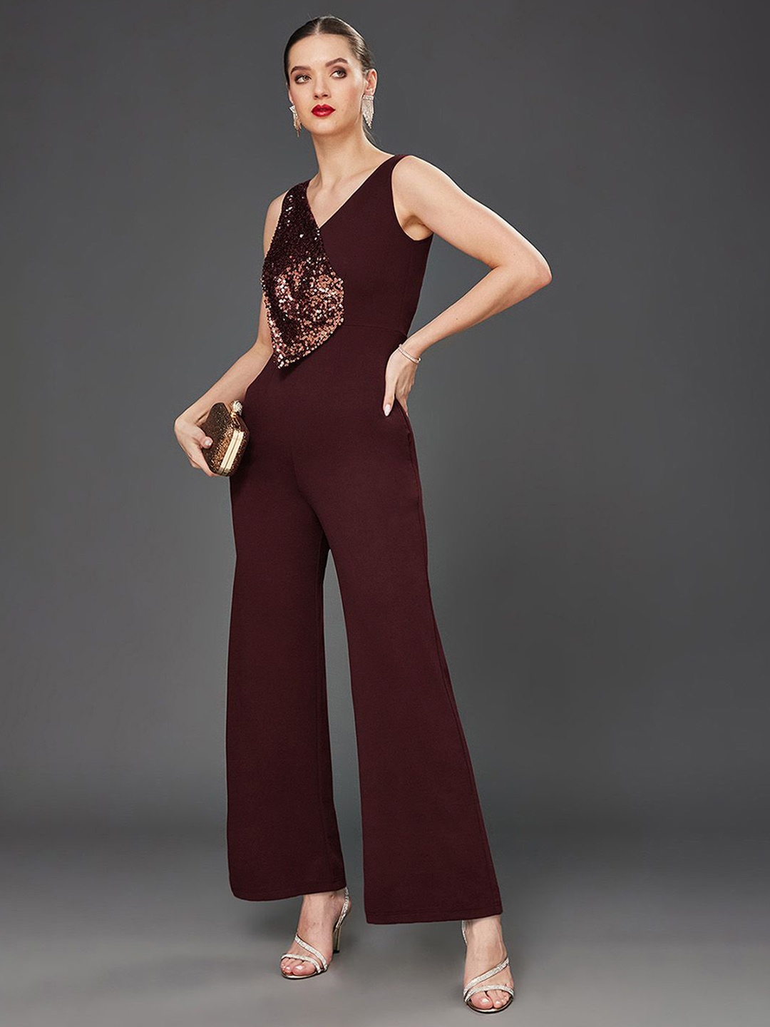 

Miss Chase Basic Jumpsuit, Maroon