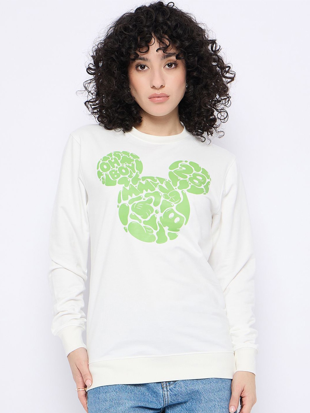 

Wear Your Mind Women Printed Sweatshirt, White
